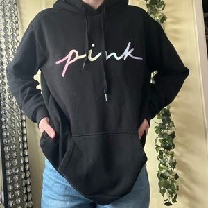 PINK XS everyday lounge rainbow script pull over